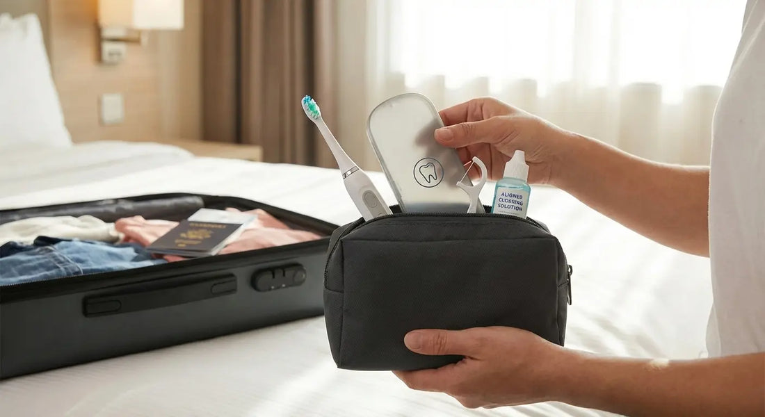 Travel toothbrush kit for Invisalign aligner care